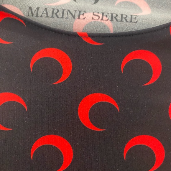 Marine Serre Black and Red Moon Printed crew neck Long Sleeve Top - Picture 4 of 5